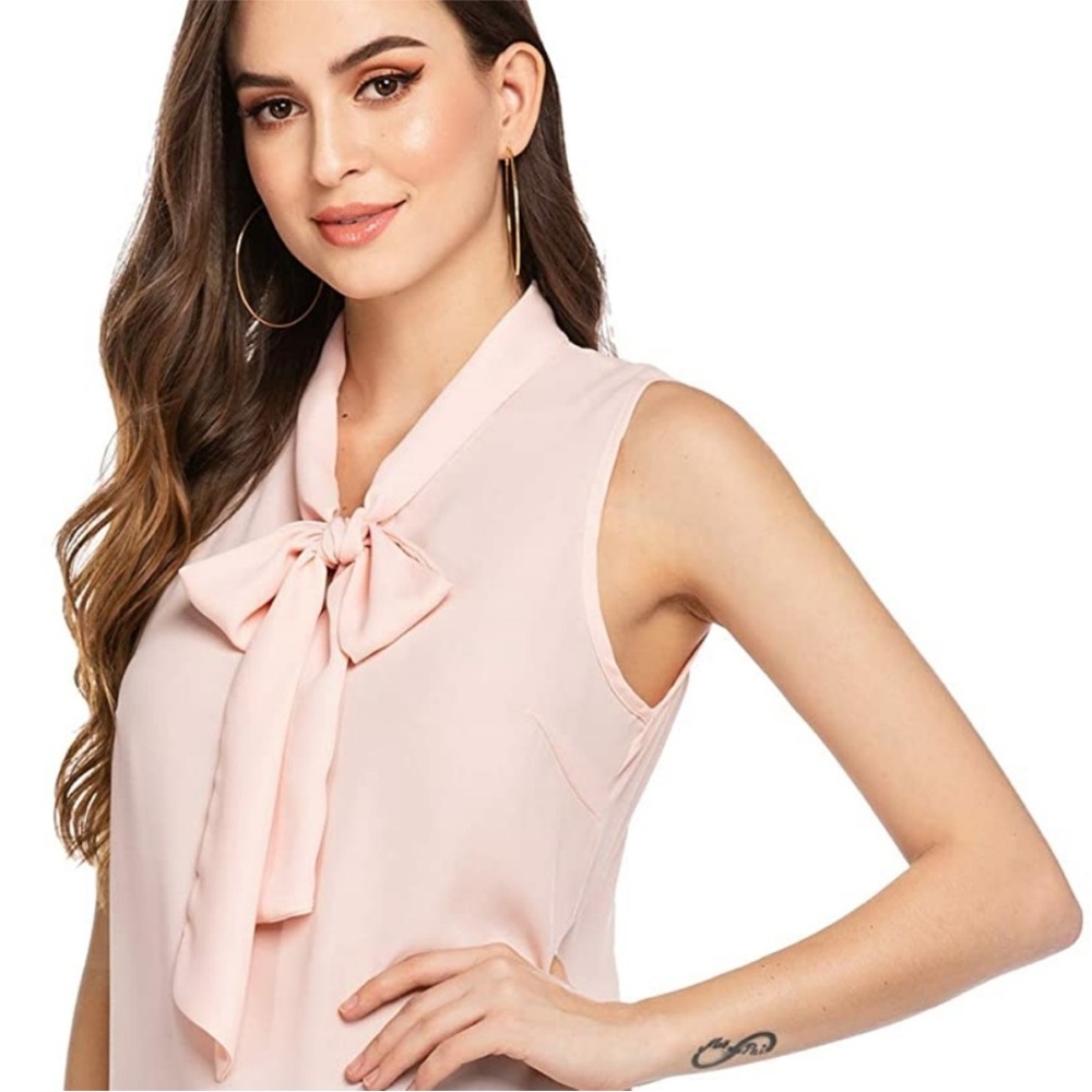 Express Women's Blush Tie-Neck Blouse